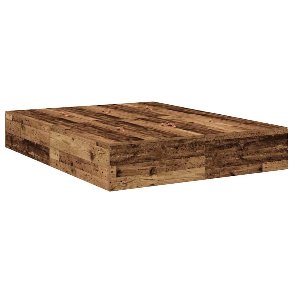 Storage Bed Frame Old Wood 150 x 200 cm Engineered Wood