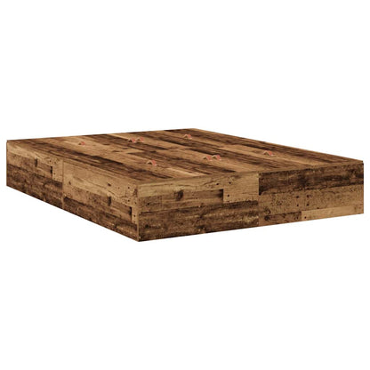 Storage Bed Frame Old Wood 150 x 200 cm Engineered Wood