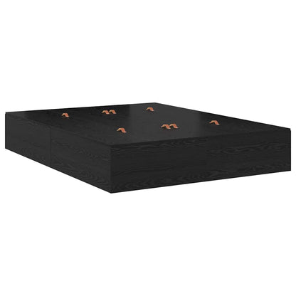 Storage Bed Frame Black Oak 160 x 200 cm Engineered Wood