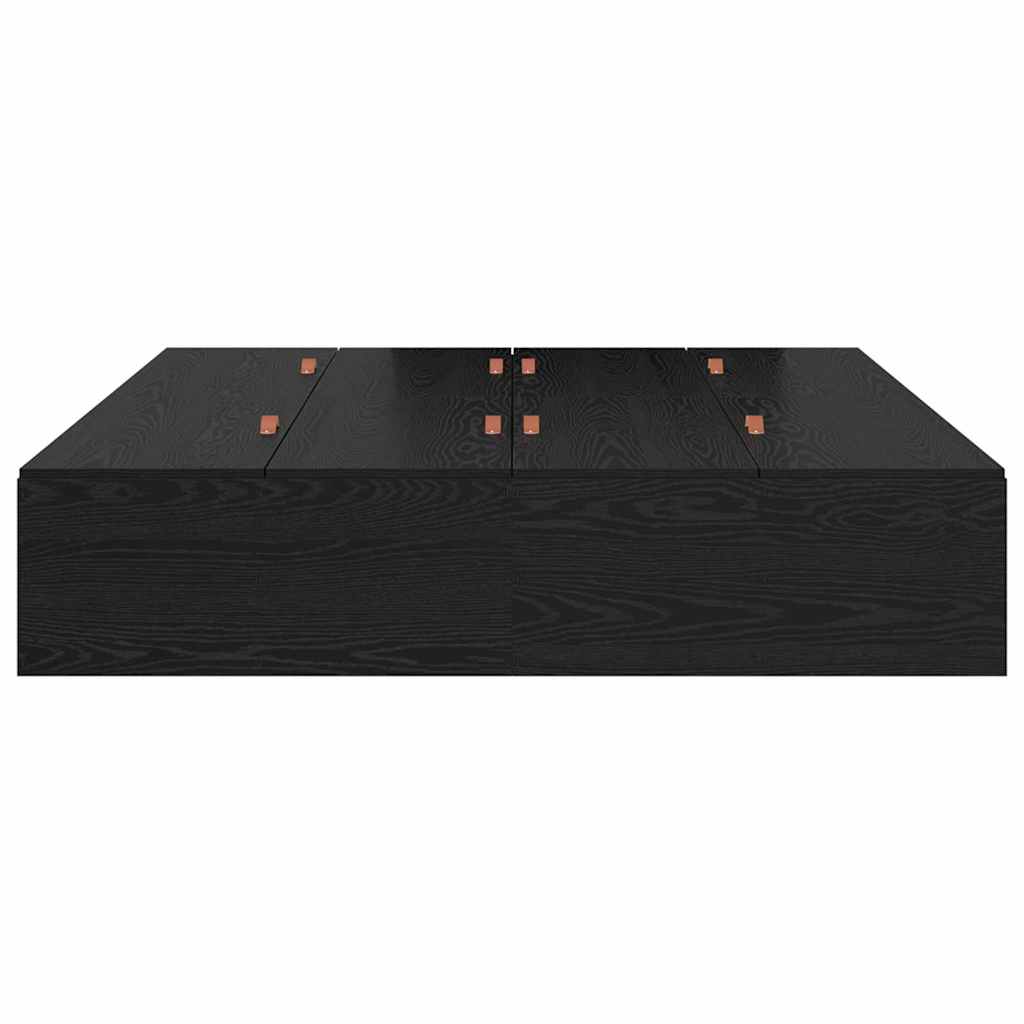Storage Bed Frame Black Oak 160 x 200 cm Engineered Wood