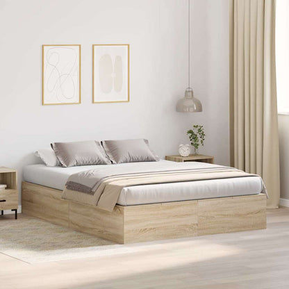 Storage Bed Frame Sonoma Oak 160 x 200 cm Engineered Wood