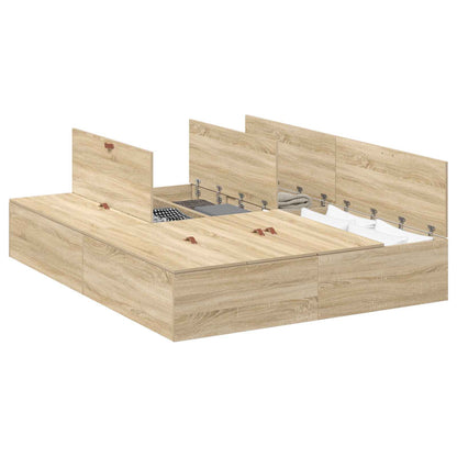 Storage Bed Frame Sonoma Oak 160 x 200 cm Engineered Wood