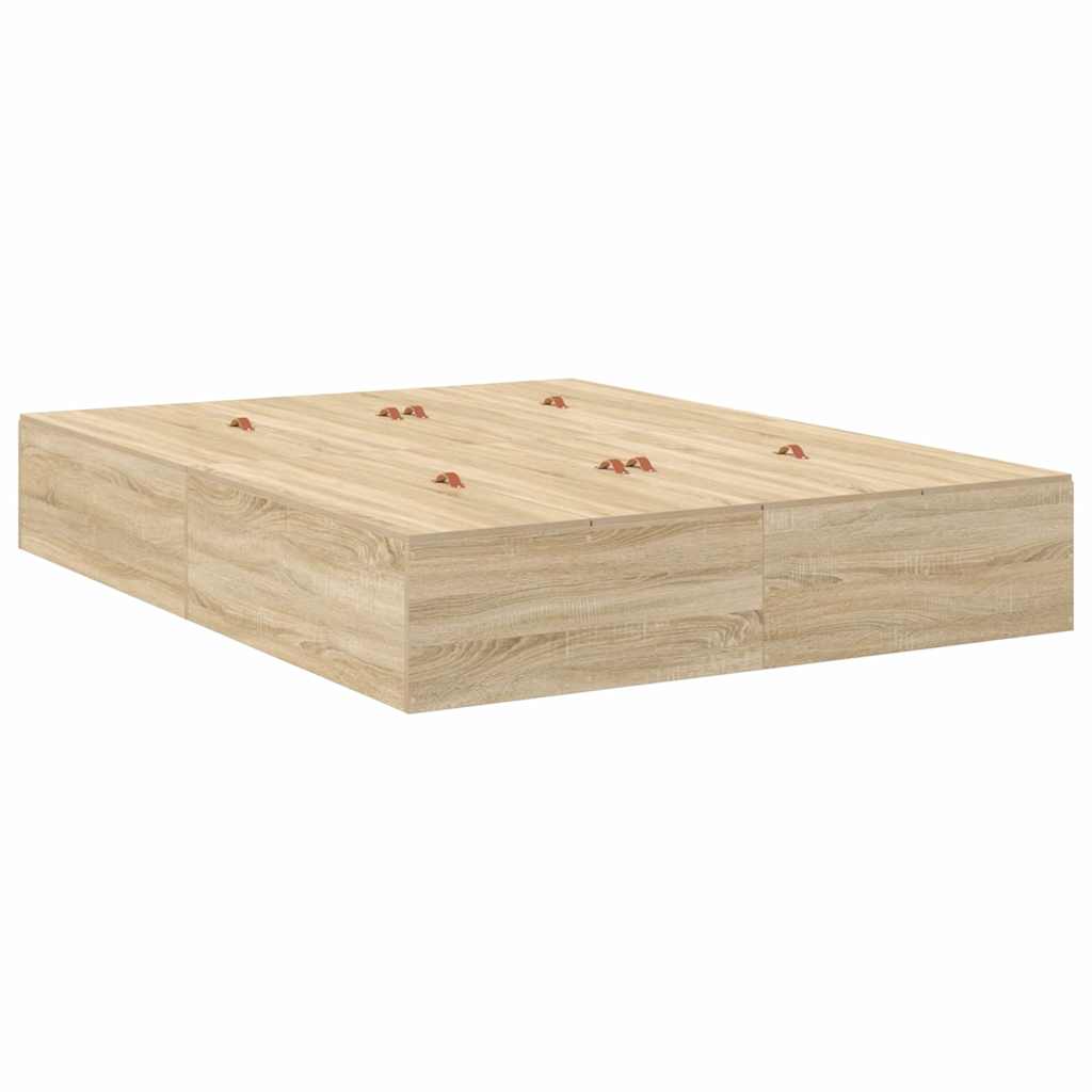 Storage Bed Frame Sonoma Oak 160 x 200 cm Engineered Wood