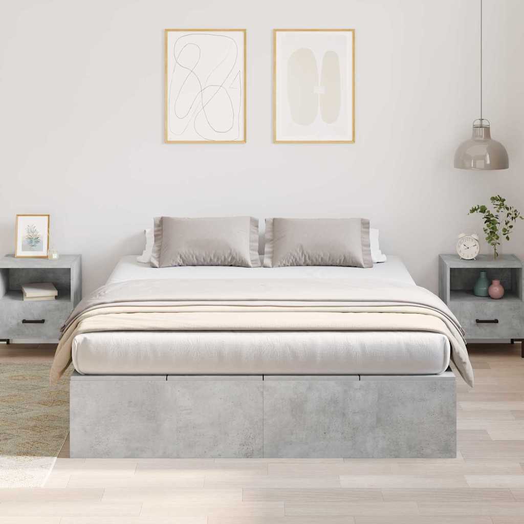 Storage Bed Frame Concrete Grey 160 x 200 cm Engineered Wood