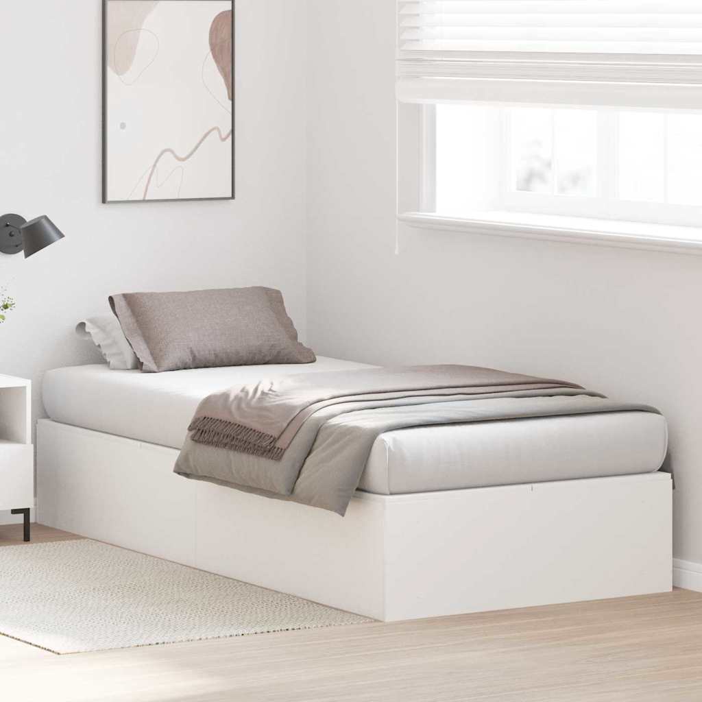 Storage Bed Frame White 90 x 190 cm Engineered Wood
