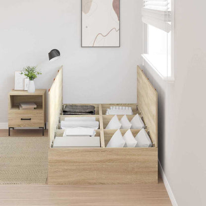 Storage Bed Frame Sonoma Oak 90 x 190 cm Engineered Wood