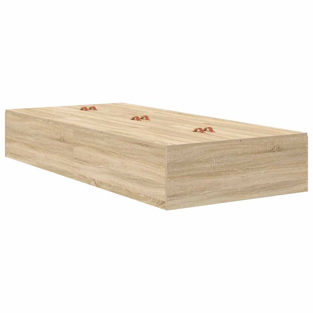 Storage Bed Frame Sonoma Oak 90 x 190 cm Engineered Wood