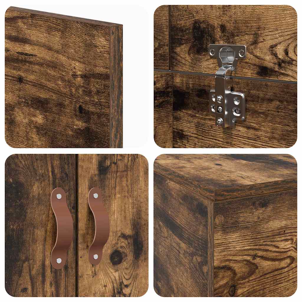 Storage Bed Frame Smoked Oak 90 x 190 cm Engineered Wood