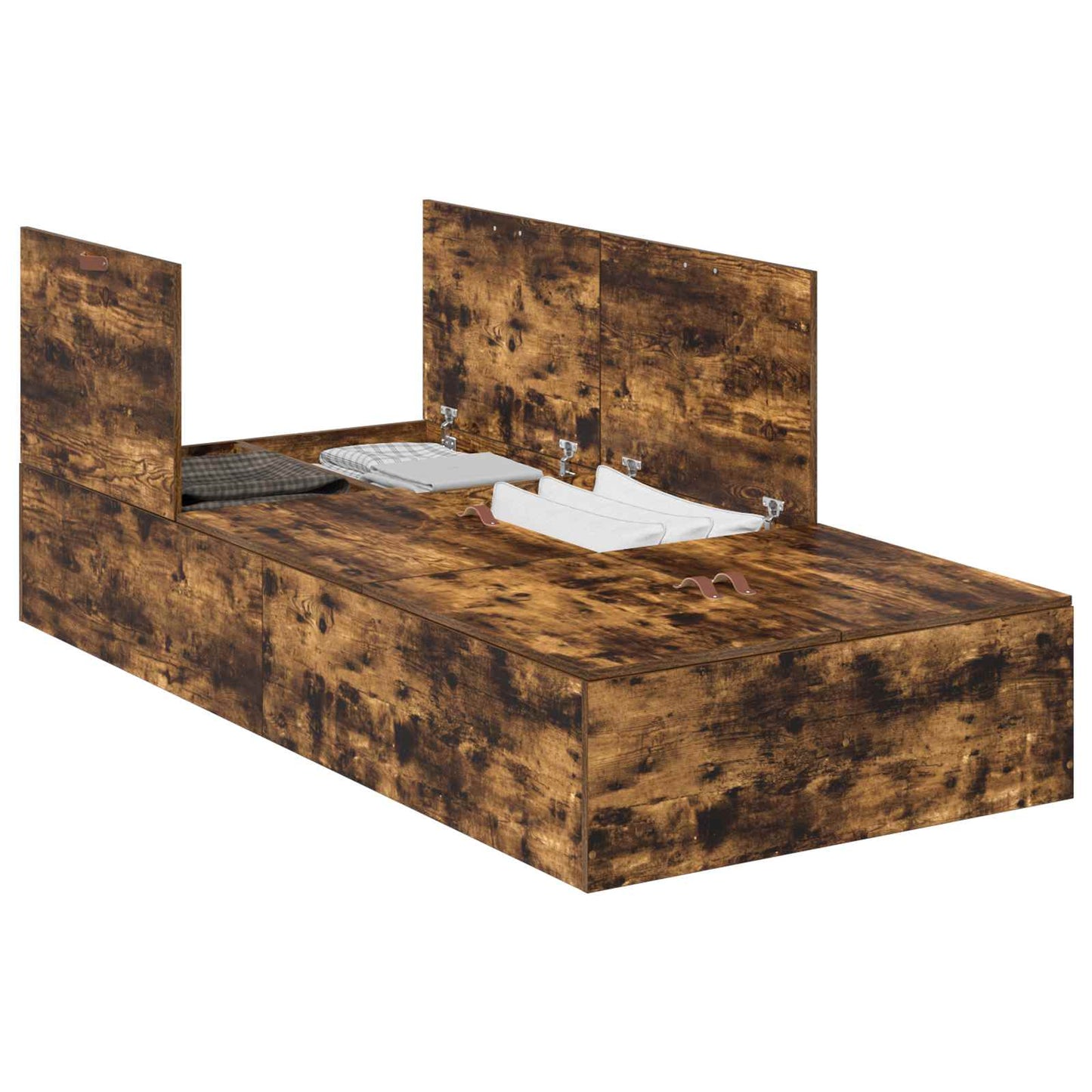 Storage Bed Frame Smoked Oak 90 x 190 cm Engineered Wood