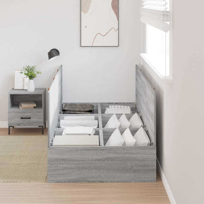 Storage Bed Frame Grey Sonoma 90 x 190 cm Engineered Wood