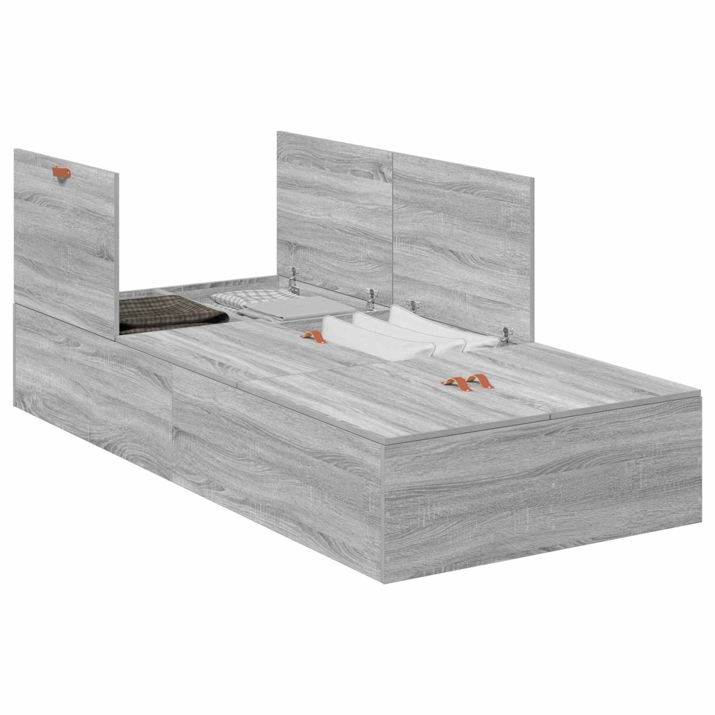 Storage Bed Frame Grey Sonoma 90 x 190 cm Engineered Wood