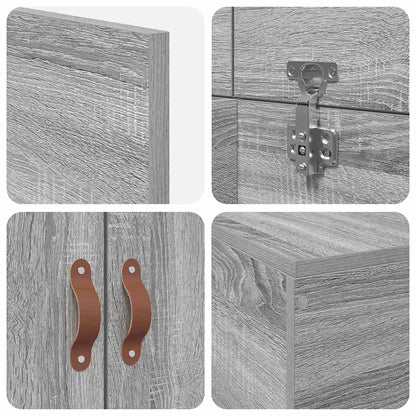 Storage Bed Frame Grey Sonoma 70 x 190 cm Engineered Wood