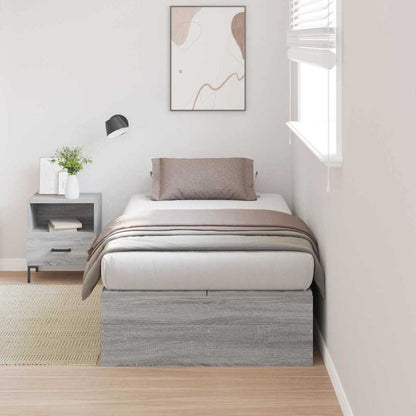 Storage Bed Frame Grey Sonoma 70 x 190 cm Engineered Wood