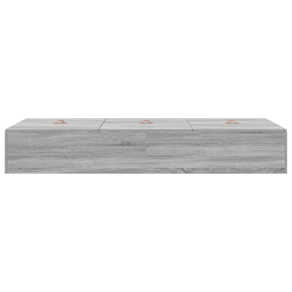 Storage Bed Frame Grey Sonoma 70 x 190 cm Engineered Wood