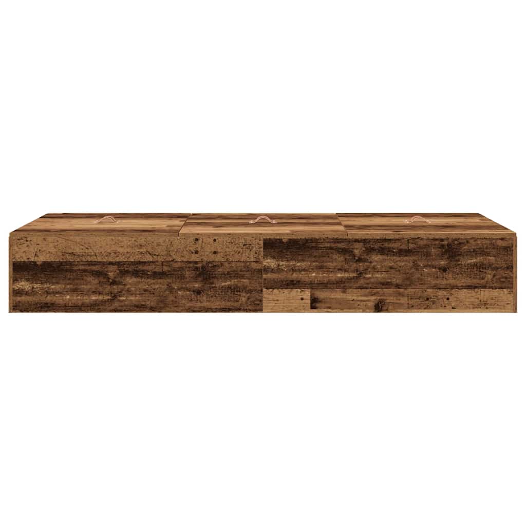 Storage Bed Frame Old Wood 70 x 190 cm Engineered Wood