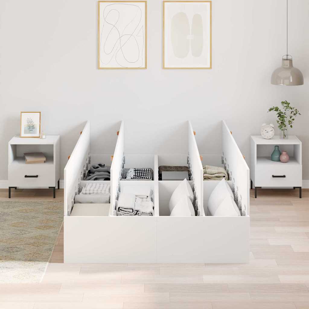 Storage Bed Frame White 120 x 190 cm Engineered Wood