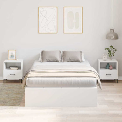 Storage Bed Frame White 120 x 190 cm Engineered Wood