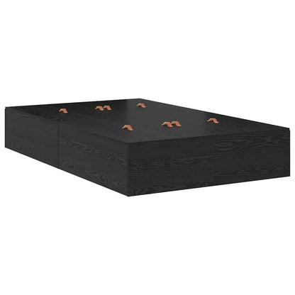 Storage Bed Frame Black Oak 120 x 190 cm Engineered Wood