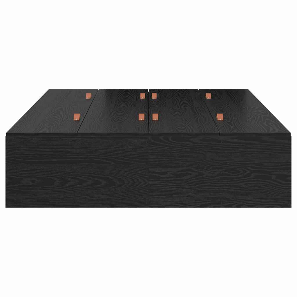 Storage Bed Frame Black Oak 120 x 190 cm Engineered Wood