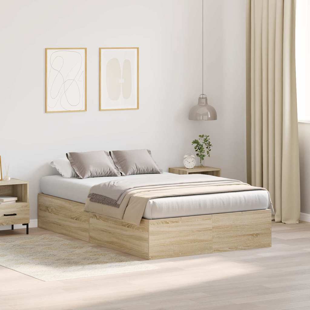 Storage Bed Frame Sonoma Oak 120 x 190 cm Engineered Wood