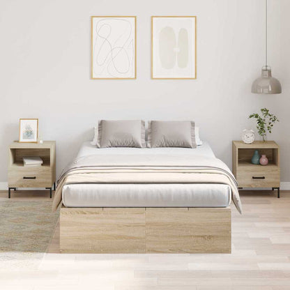 Storage Bed Frame Sonoma Oak 120 x 190 cm Engineered Wood