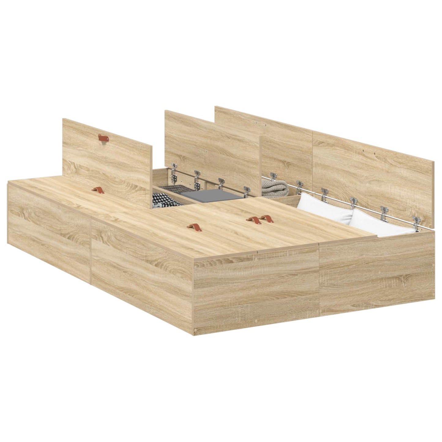 Storage Bed Frame Sonoma Oak 120 x 190 cm Engineered Wood