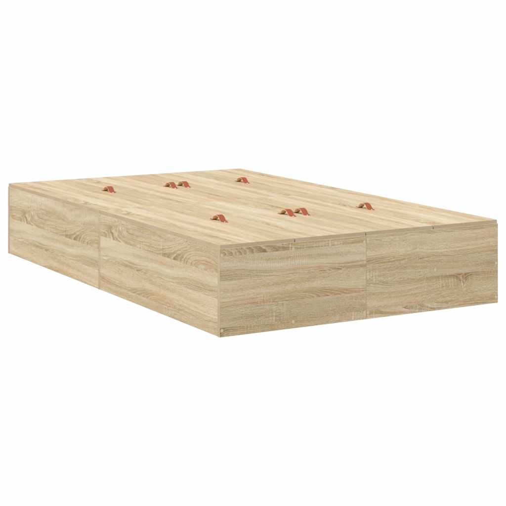 Storage Bed Frame Sonoma Oak 120 x 190 cm Engineered Wood