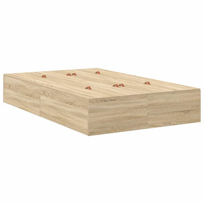 Storage Bed Frame Sonoma Oak 120 x 190 cm Engineered Wood