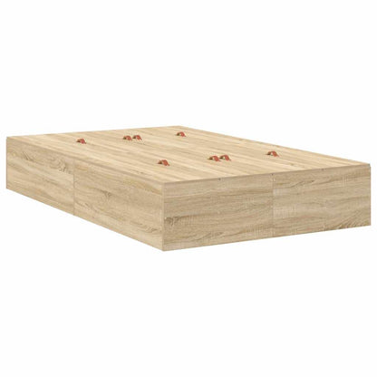 Storage Bed Frame Sonoma Oak 120 x 190 cm Engineered Wood