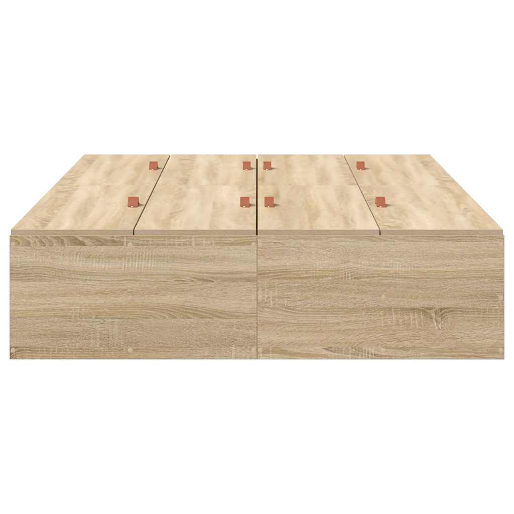 Storage Bed Frame Sonoma Oak 120 x 190 cm Engineered Wood