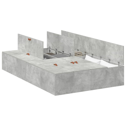 Storage Bed Frame Concrete Grey 120 x 190 cm Engineered Wood