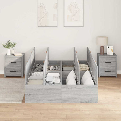 Storage Bed Frame Grey Sonoma 120 x 190 cm Engineered Wood