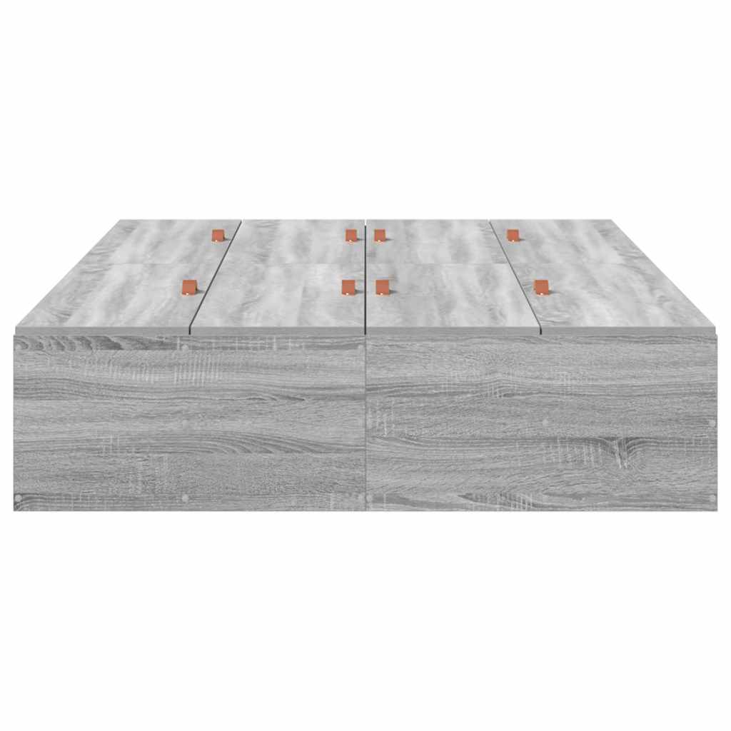 Storage Bed Frame Grey Sonoma 120 x 190 cm Engineered Wood