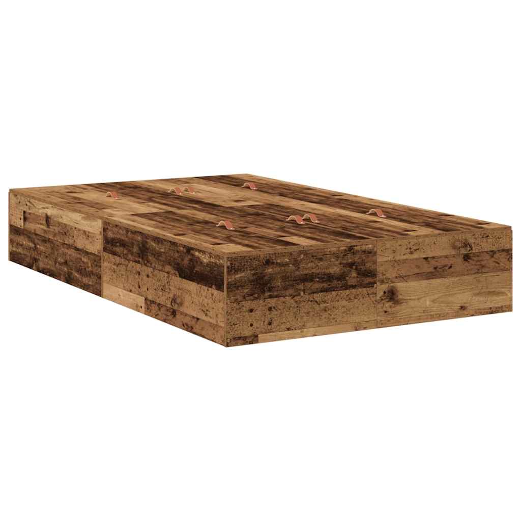 Storage Bed Frame Old Wood 120 x 190 cm Engineered Wood