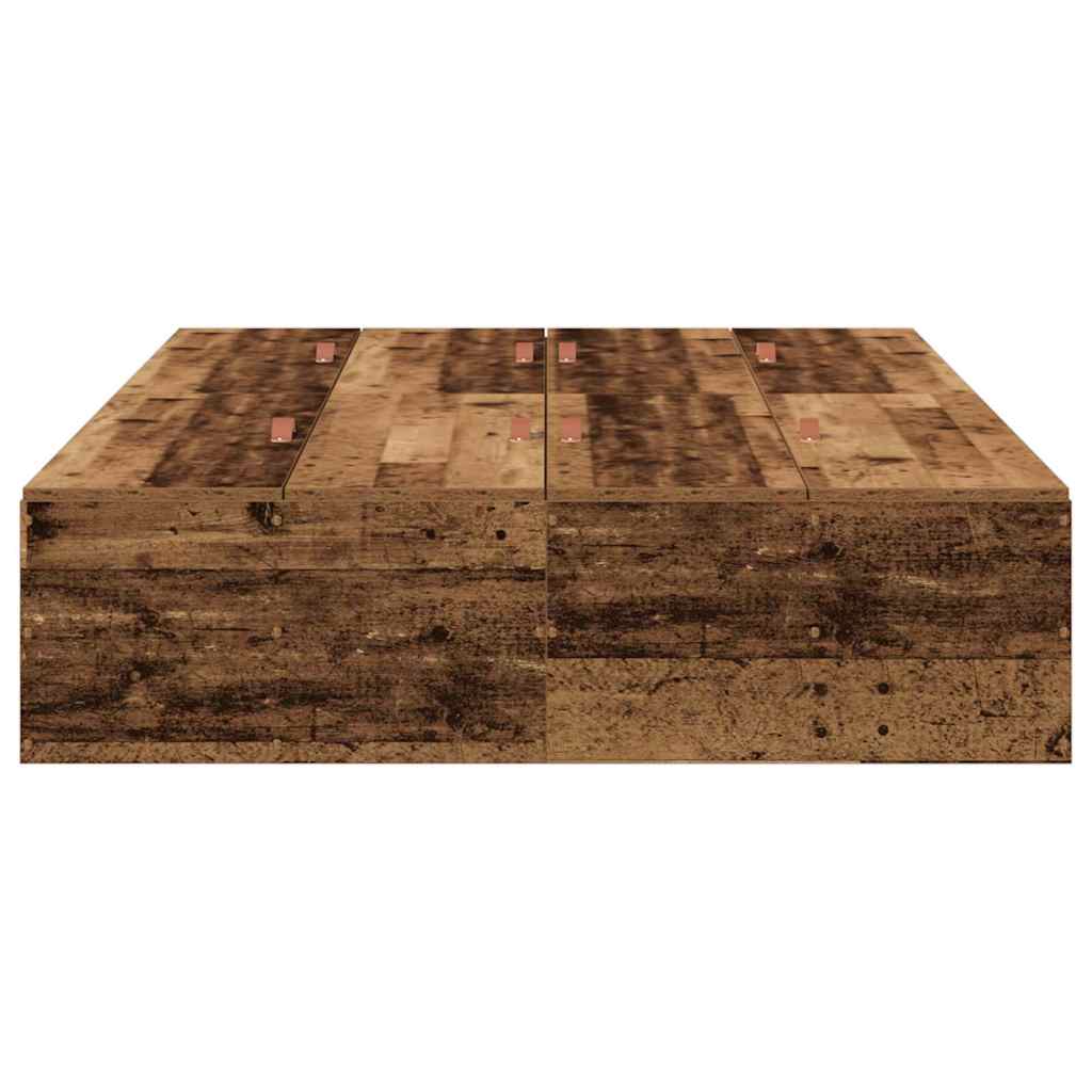 Storage Bed Frame Old Wood 120 x 190 cm Engineered Wood