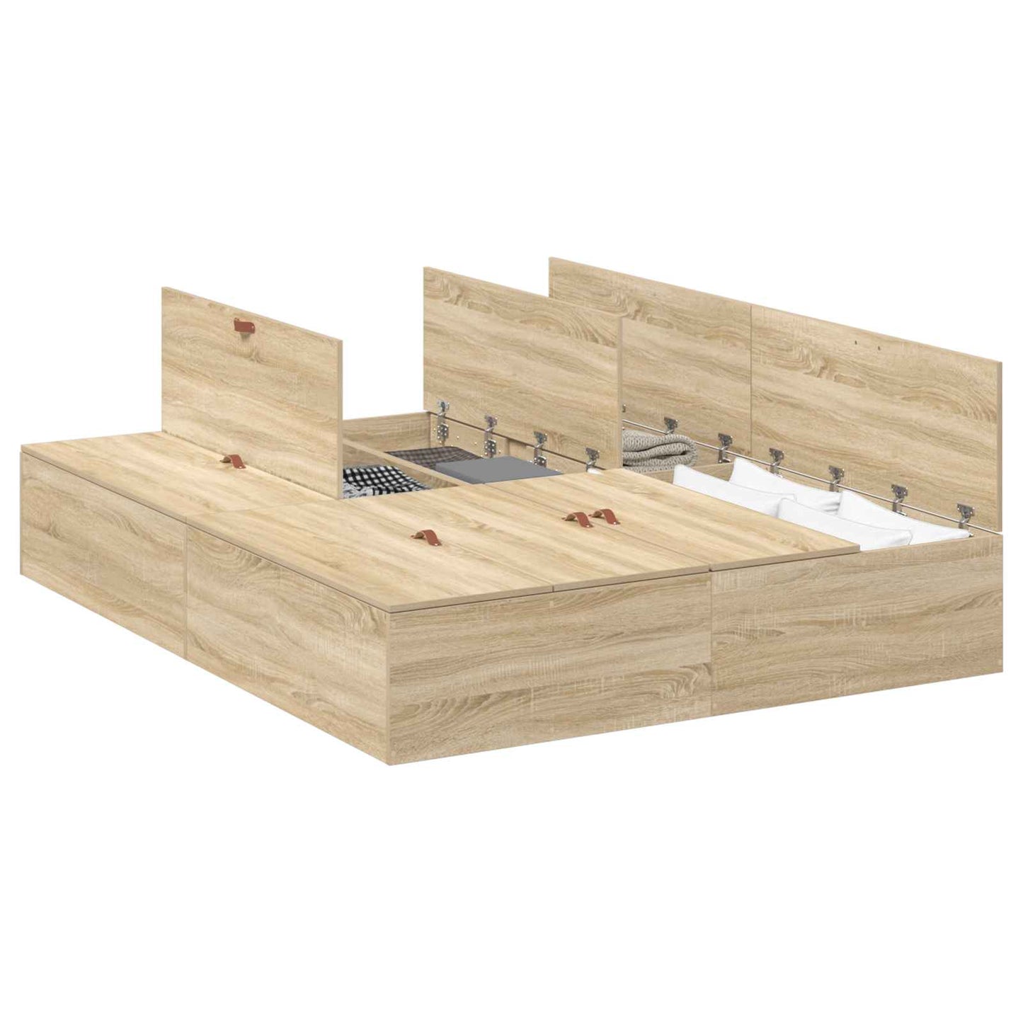 Storage Bed Frame Sonoma Oak 140 x 190 cm Engineered Wood