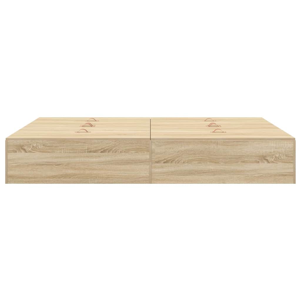 Storage Bed Frame Sonoma Oak 140 x 190 cm Engineered Wood