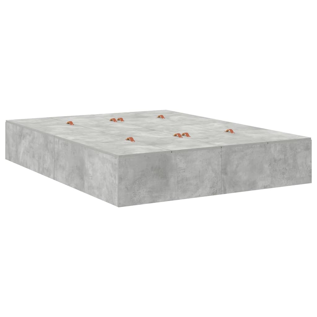 Storage Bed Frame Concrete Grey 140 x 190 cm Engineered Wood