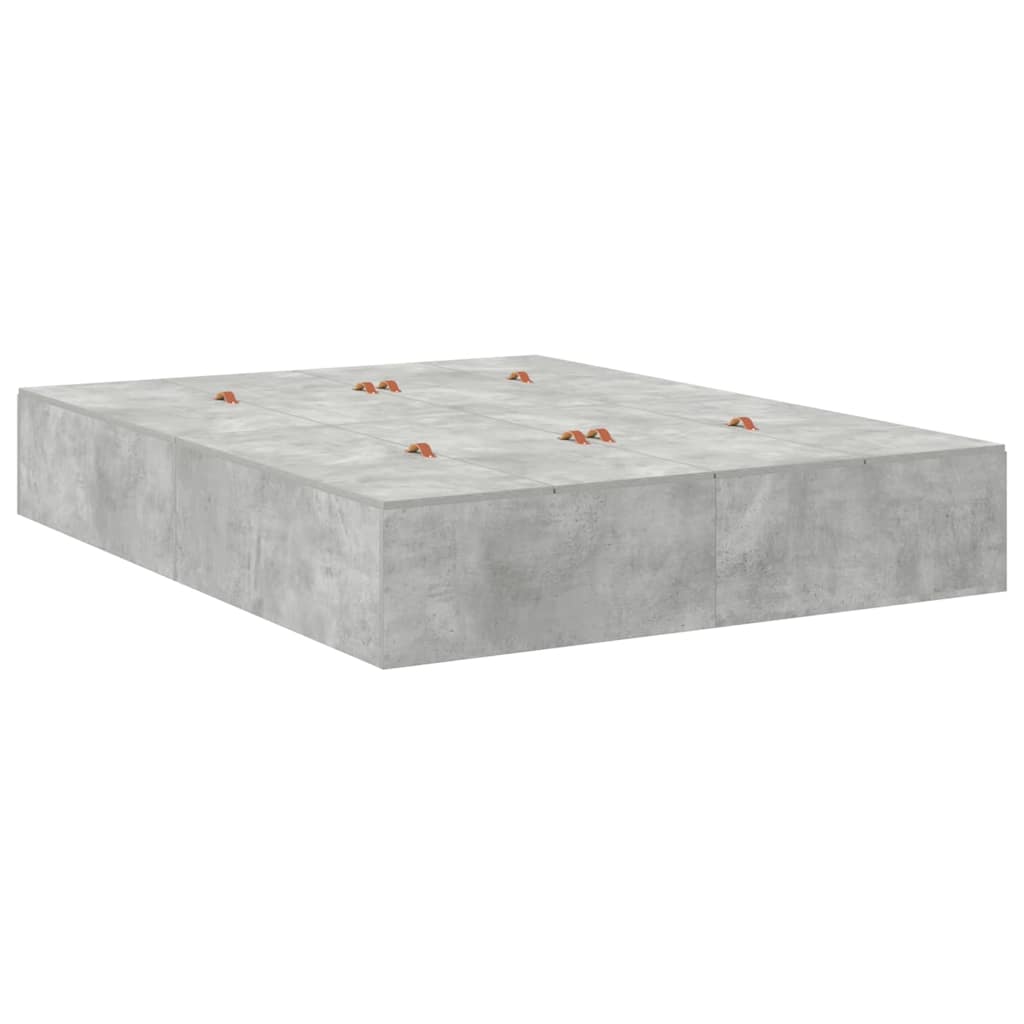 Storage Bed Frame Concrete Grey 140 x 190 cm Engineered Wood