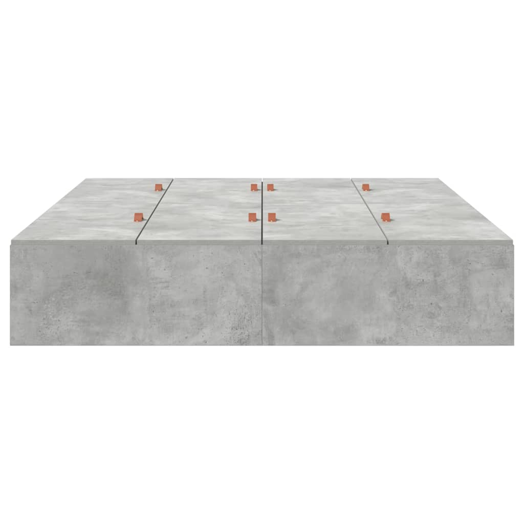 Storage Bed Frame Concrete Grey 140 x 190 cm Engineered Wood
