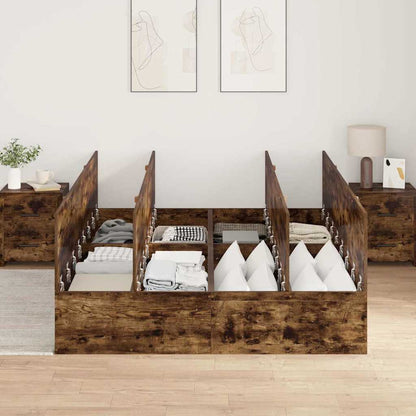 Storage Bed Frame Smoked Oak 140 x 190 cm Engineered Wood