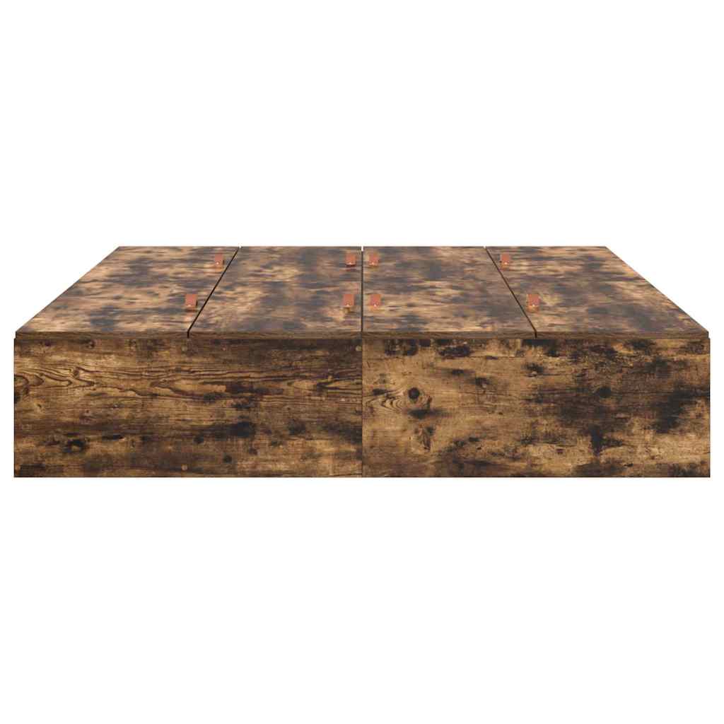 Storage Bed Frame Smoked Oak 140 x 190 cm Engineered Wood