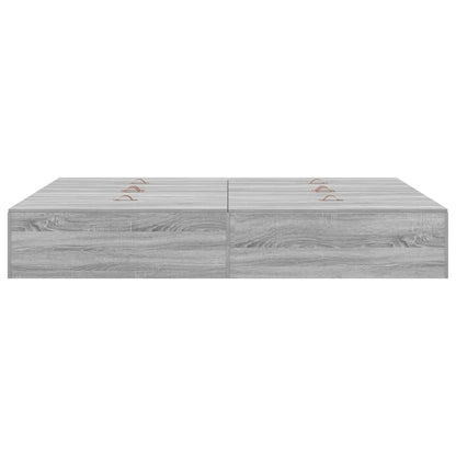 Storage Bed Frame Grey Sonoma 140 x 190 cm Engineered Wood