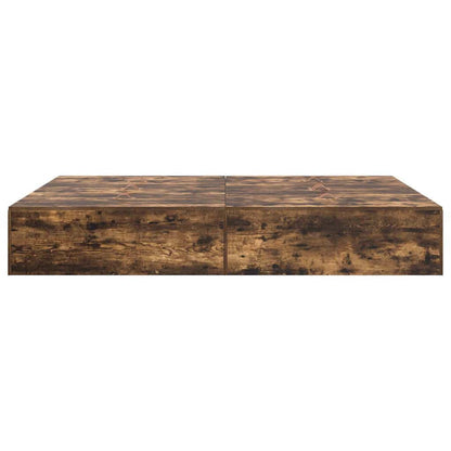 Storage Bed Frame Smoked Oak 135 x 190 cm Engineered Wood