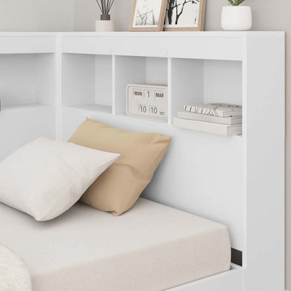 Storage Headboard White Engineered Wood