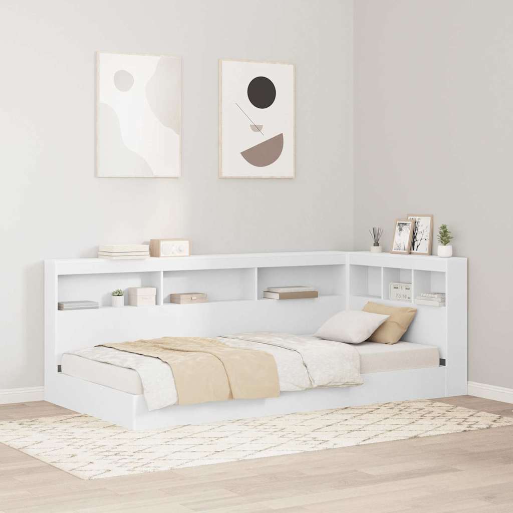 Storage Headboard White Engineered Wood