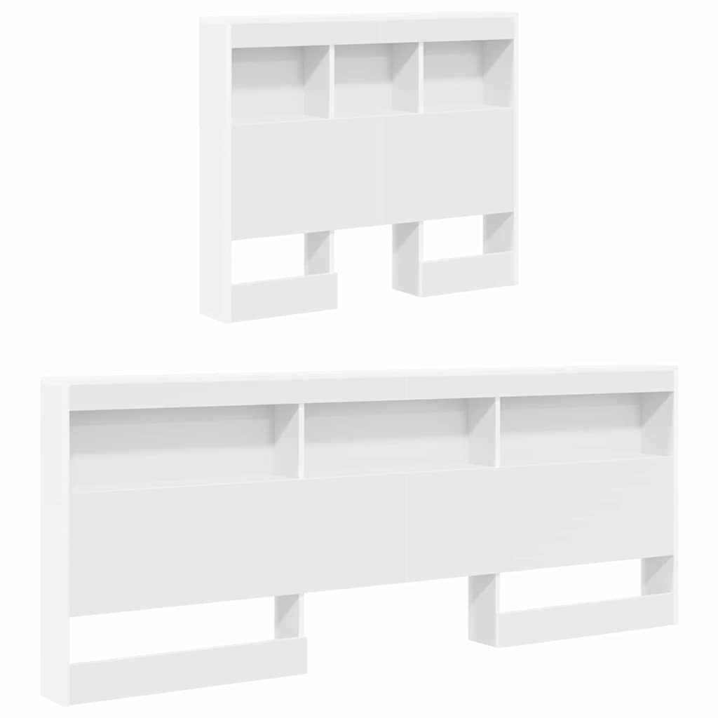 Storage Headboard White Engineered Wood