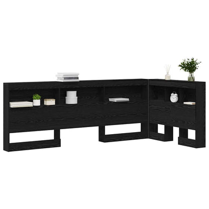 Storage Headboard Black Oak Engineered Wood
