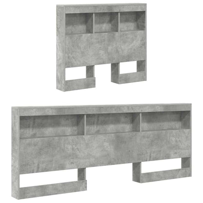 Storage Headboard Concrete Grey Engineered Wood