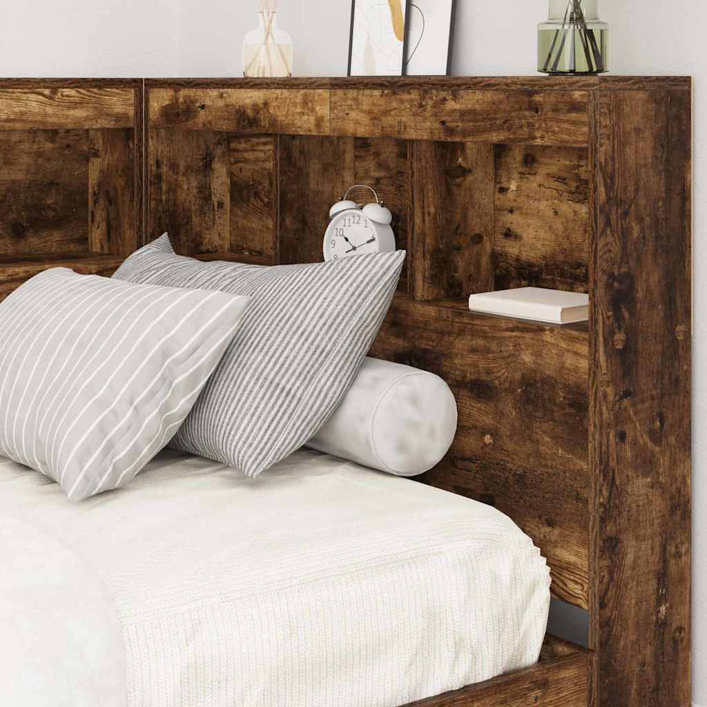 Storage Headboard with Shelf Smoked Oak 80 cm Engineered Wood